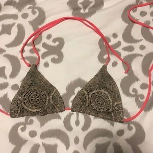 Laced triangle bikini top